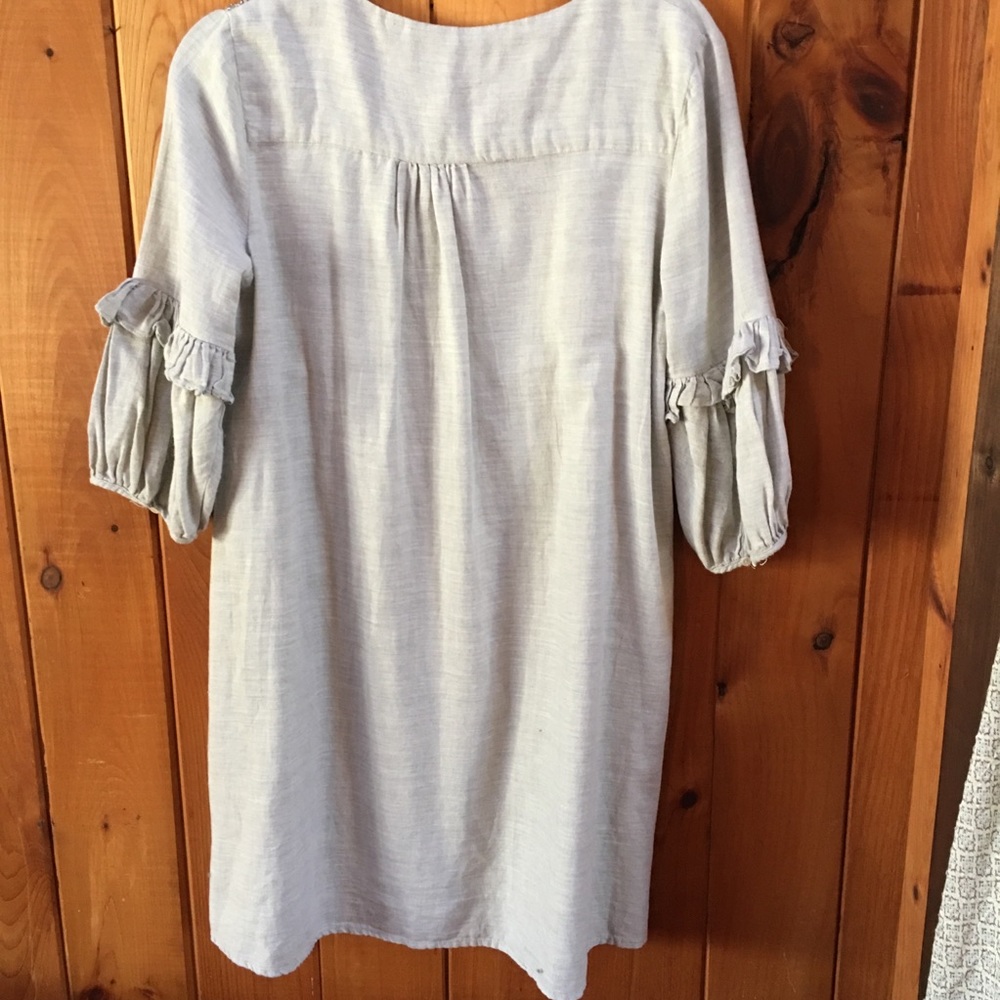 Zara Basic Solid Light Grey Dress With Jewels - image 6